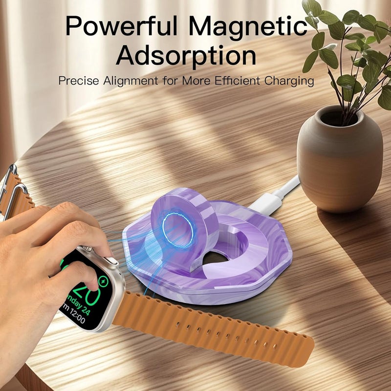 RETHLO Foldable Magnetic Charging Dock for Apple Watch, Wireless Fast Watch Charger Stand with Charging Cable, Compatible with Apple Watch 10 9 8 7 SE 6 5 4 3 2/Ultra 2 1, Support Nightstand Mode - Image 4